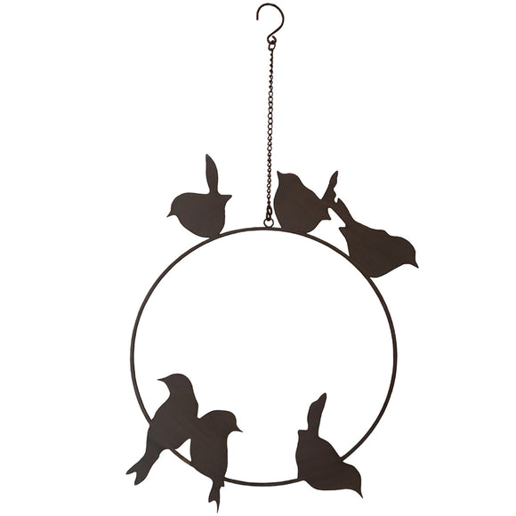 Hanging Round Metal Bird - 144629