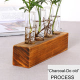 Hydroponic Glass Vase Planter Terrarium Wooden Stand F004