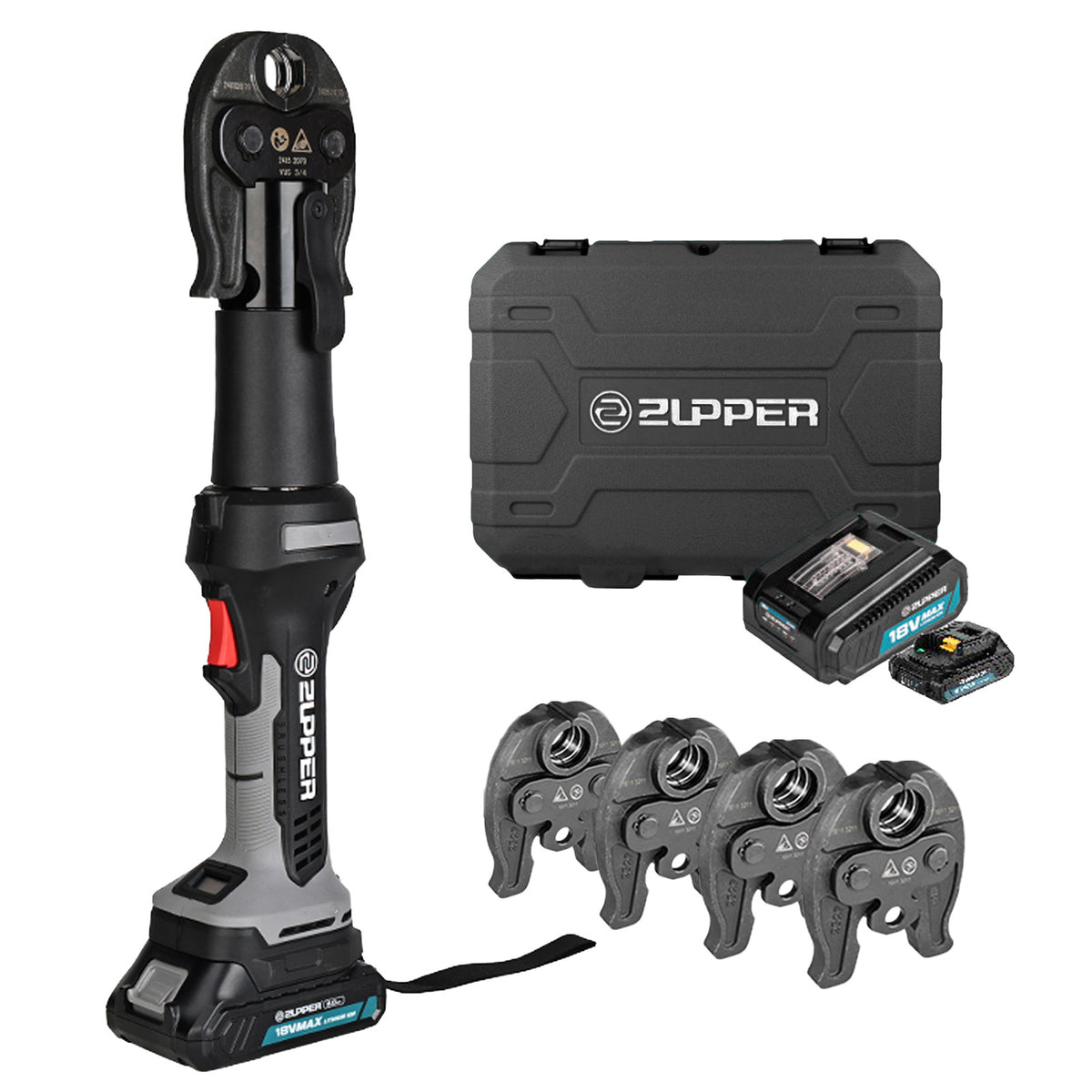 Zupper Tools ZUPPER PLUMBING PRESS TOOL KIT 24kN BLM-2430 BATTERY POWERED BRUSHLESS ...