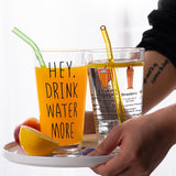 10PCS Colorful Glass Straw Straight Bent + 2Brush