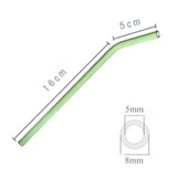 10PCS Colorful Glass Straw Bent + 2Brush