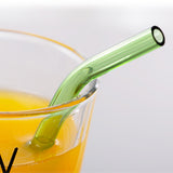10PCS Colorful Glass Straw Bent + 2Brush