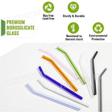 10PCS Colorful Glass Straw Straight Bent + 2Brush