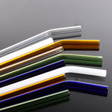 10PCS Colorful Glass Straw Bent + 2Brush