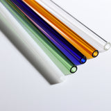 10PCS Colorful Glass Straw Straight + 2Brush