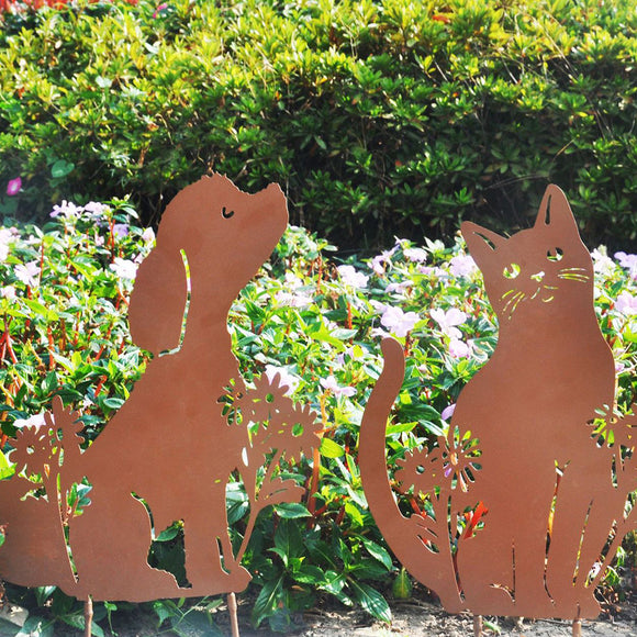 Metal Garden Stake Cat/Dog Shape Decor Ornament