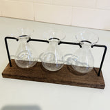 Hydroponic Glass Vase Planter Terrarium Wooden Stand F803