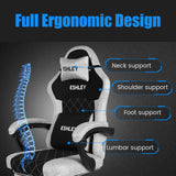 Gaming Office Chair Computer Chairs Seating Footrest Racer Recliner Grey 979-2