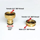 8PCS Brass Garden Fitting Female 1/2" 3/4" Hose Connector Tap Adapter Fitting Y103