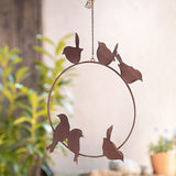 Hanging Round Metal Bird - 144629