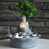 JAPANESE MINIATURE ZEN BONSAI GARDEN WITH BUDDHA WATER FOUNTAIN BNS01
