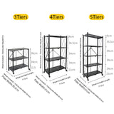 3-5 Tier Foldable Shelf Metal DisplayRack Floor Standing Storage with Wheels forCommercial Retail Stores BookcaseHome Organizer- Black