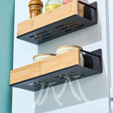 2/4pcs Bamboo Wall Mounted Storage Hanging Magnetic Spice Rack-White