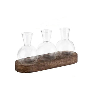 Hydroponic Glass Vase Planter Terrarium Wooden Stand-F703