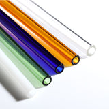 10PCS Colorful Glass Straw Straight Bent + 2Brush