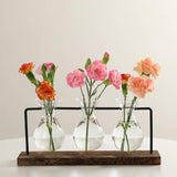 Hydroponic Glass Vase Planter Terrarium Wooden Stand F803