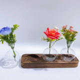 Hydroponic Glass Vase Planter Terrarium Wooden Stand-F703