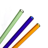 10PCS Glass Straw Straight + 2Brush