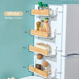 2/4pcs Bamboo Wall Mounted Storage Hanging Magnetic Spice Rack-White