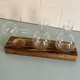 Hydroponic Glass Vase Planter Terrarium Wooden Stand F7031