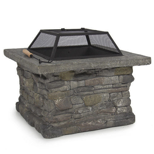 STONE BASE OUTDOOR PATIO HEATER FIRE PIT TABLE WITH BBQ GRILL FIREPIT