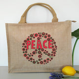 3PCS Jute Shopping Bag - Peace