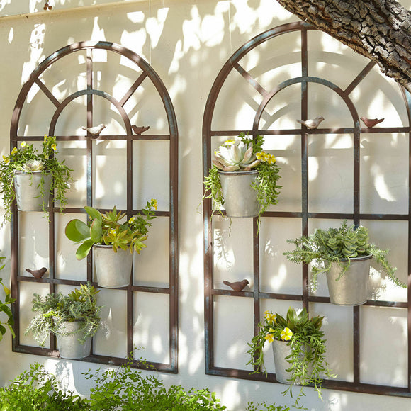metal wall plant hanger Metal Wall Planter Pot Holder French Window GDM2316 – LIKYHOME