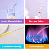 8Pcs Glass Straw Reusable - Mixed Color
