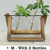 Hydroponic Glass Vase Planter Terrarium Wooden Stand F001