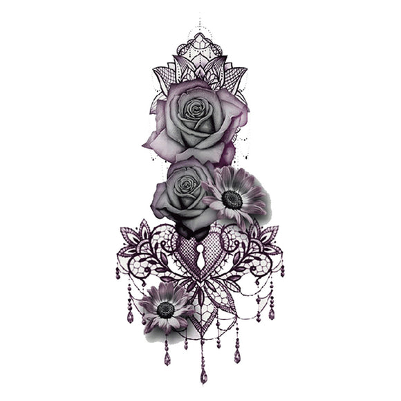 2Pcs Purple Rose Tattoo Sticker - 042