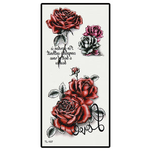 2Pcs Red Rose Tattoo Sticker - 107