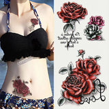 2Pcs Red Rose Tattoo Sticker - 107